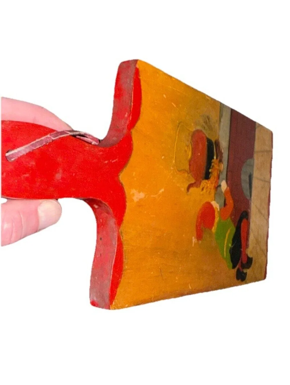 Vintage Hand Painted Wooden Cutting Board Scandinavian Nisse Tomte Folk Art